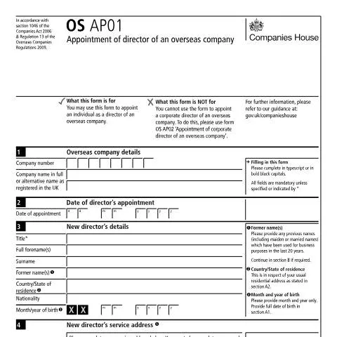 Document preview: How to Appoint Directors for Overseas Companies Using OS AP01 Form — Business