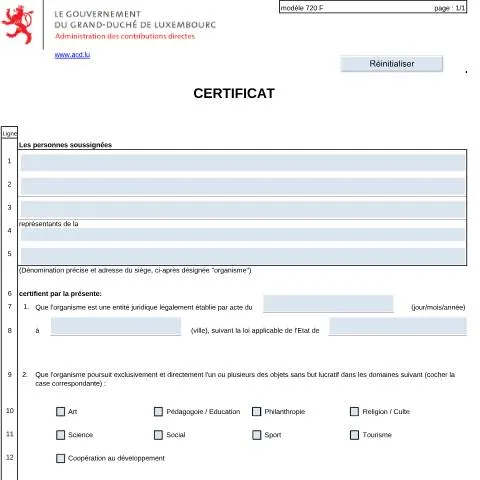 Aperçu du document Comprendre le certificat 720 F pour les dons transfrontaliers — Démarches administratives (CERFA n°720 F)