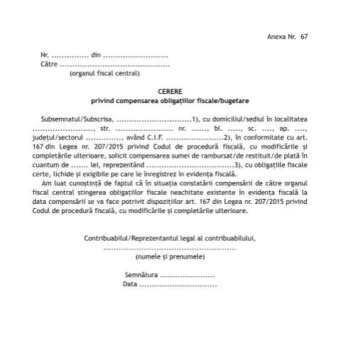 Document preview: Compensarea obligațiilor fiscale: Cerere A67_63_2017 — Impozite & fiscalitate (CERFA n°A67_63_2017)