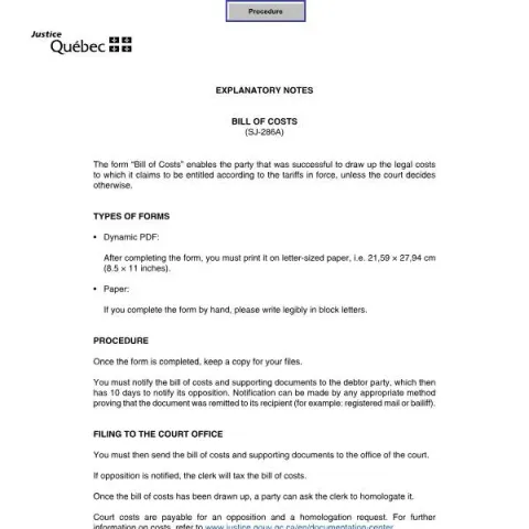 Document preview: Understanding the Quebec Bill of Costs (Form SJ-286A) for Legal Cost — Legal & justice (SJ-286A)
