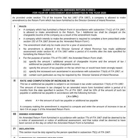 Document preview: Memahami Borang C yang Diperbetulkan untuk Tahun 2019 — Cukai & percukaian