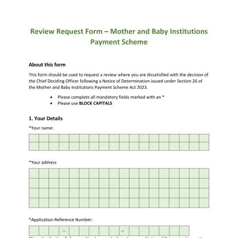 Document preview: Guide to the Review Request Form for Payment Scheme — Civil status & identity