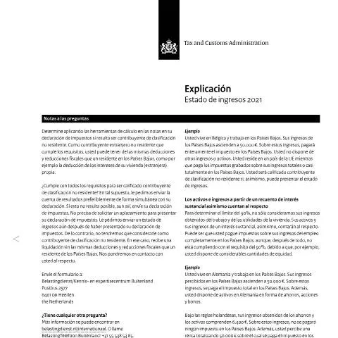 Documentvoorvertoning: Belang van de Inkomensverklaring 2021 Spaans voor Buitenlanders — Belastingen (CERFA n°ib0591t11plspa)