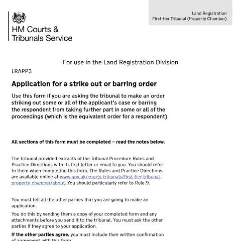 Document preview: Essential Guide to the LRAPP3 Form for Property Disputes — Legal & justice