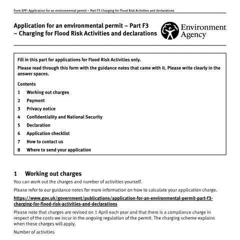 Document preview: Understanding Part F3: Environmental Permit Charges and Declarations — Government & admin