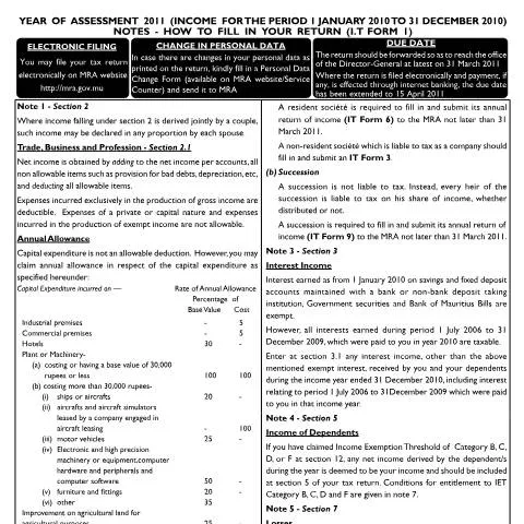 Document preview: The Importance of Return01Notes2011 in Tax Compliance — Government & admin (Return01Notes2011)