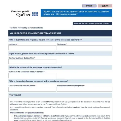 Document preview: How to End Your Role as an Recognized Assistant in Québec — Legal & justice (MAST-AASP-MA (12-2021))