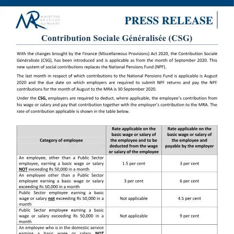 Document preview: Navigating the New CSG System for Employers and Self-Employed — Benefits & social aid (CERFA n°PressReleaseCSG)