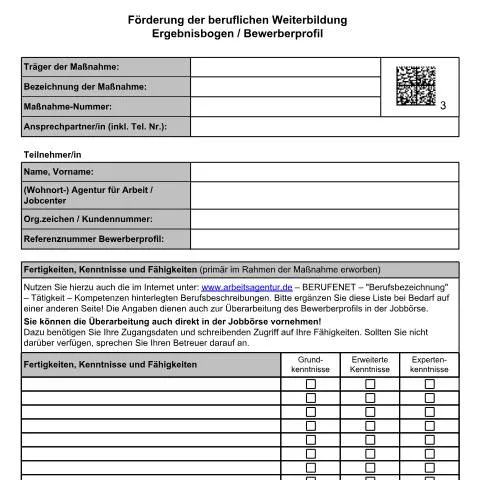 Dokumentvorschau: Ergebnisbogen der Familienkasse: Ihre beruflichen Kompetenzen im Fokus — Behörden & Verwaltung (CERFA n°ergebnisbogen-bewerberprofil_ba045842)