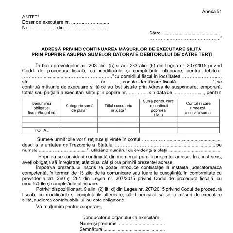 Document preview: Importanța Adresei OPANAF 63/2017 în executarea silită — Impozite & fiscalitate (CERFA n°A51_OPANAF_63_2017)