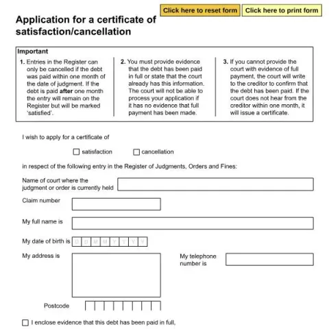 Document preview: Settlement Certificates: Removing Court Orders from Credit Reports — Legal & justice