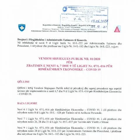 Document preview: Rëndësia e Vendimit Shpjegues Publik nr. 01/2020 në Kosovë — Procedura administrative