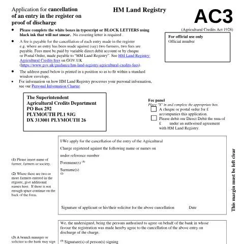 Document preview: Understanding the AC3 Form for Property Discharge — Government & admin