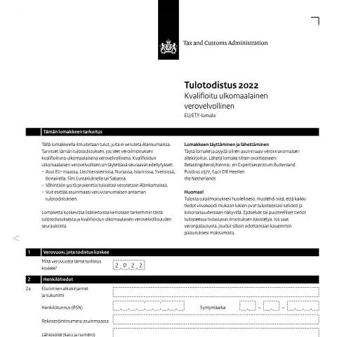 Documentvoorvertoning: Navigeren door de Inkomensverklaring 2022 Fins — Belastingen (CERFA n°ib0591z21folfin)