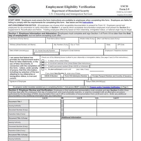 Document preview: Understanding USCIS Form I-9 for Employers and Employees — Immigration & visas (CERFA n°I-9)