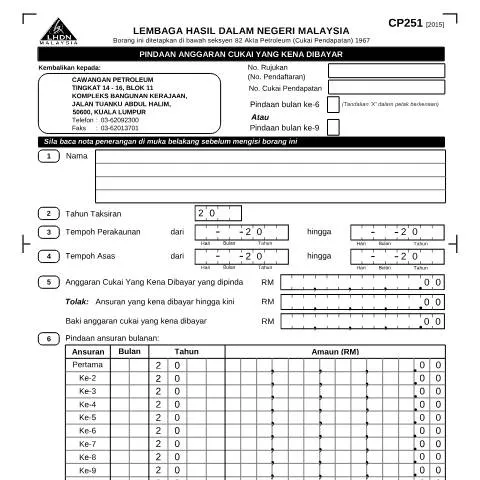 Document preview: Panduan Lengkap Borang CP251 untuk Pembayar Cukai — Proses pentadbiran (CERFA n°CP251)