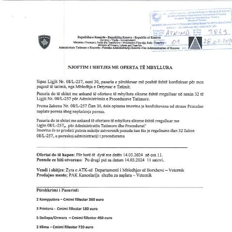 Document preview: Procedurat e Shitjes me Oferta të Mbyllura në Kosovë — Procedura administrative