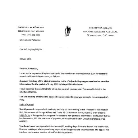 Document preview: Understanding FOI Request 16/052 in Irish Governance — Government & admin