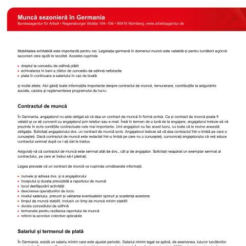 Dokumentvorschau: Alles über den Antrag auf Saisonarbeit in Deutschland — Arbeit & Beschäftigung (CERFA n°munca-sezoniera-in-germania_ba036390)