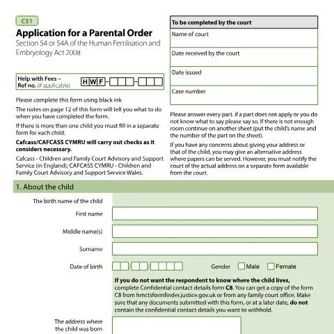 Document preview: Apply for a Parental Order under UK Law — Legal & justice