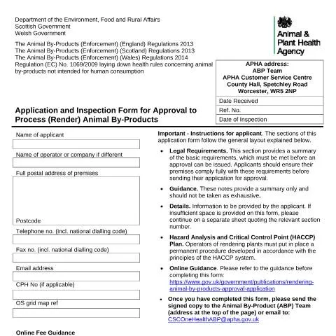 Document preview: Understanding the Approval Process for Animal By-Product Facilities — Government & admin