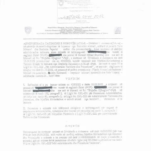 Document preview: Procedurat e Ankesës sipas Vendimit 435-22 — Procedura administrative