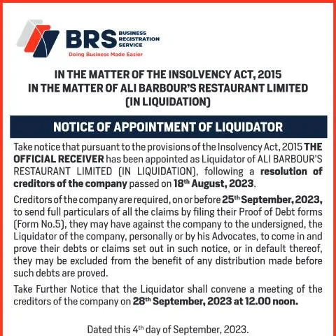 Document preview: The Importance of BRS1 13×2 7-9-23 in Liquidation — Government & admin (CERFA n°BRS1-13x2-7-9-23)