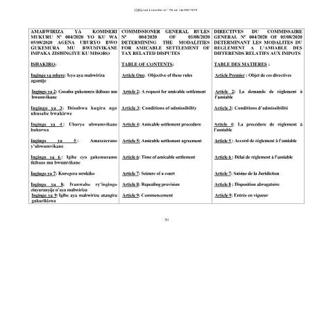 Document preview: Official Guidelines for Resolving Tax Disputes Amicably in Rwanda — Taxes (CERFA n°cg__rules_on_amicable_settlement_of_tax_related_disputes)
