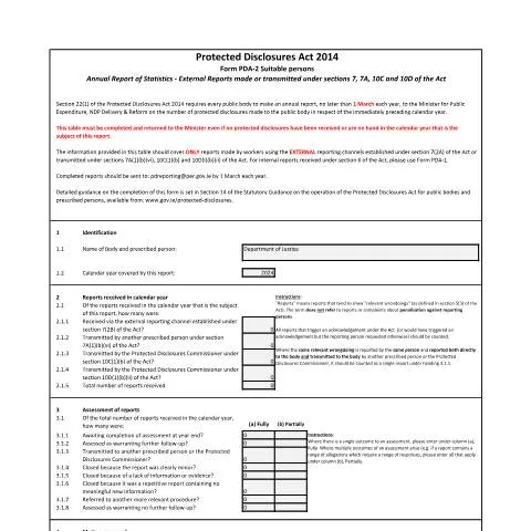 Document preview: Protected Disclosures in the Department of Justice 2024 — Government & admin (CERFA n°PDA2)
