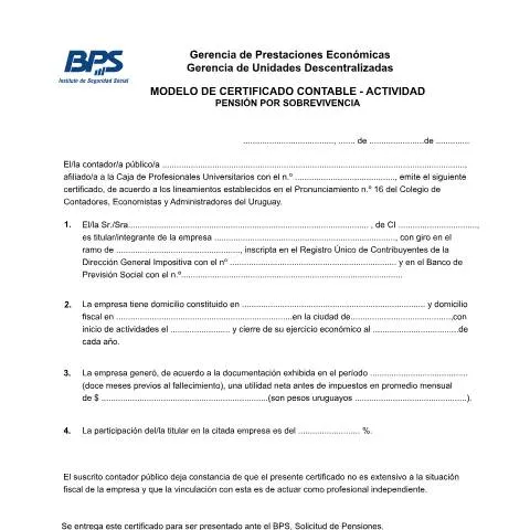 Vista previa del documento Guía para el Certificado Contable de Actividad en Pensión por — Ayudas y prestaciones