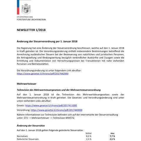 Dokumentvorschau: Einführung in den STV-Newsletter 01/2018 für Bürger — Behörden & Verwaltung (CERFA n°stv_newsletter)