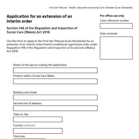 Document preview: Guide to Extending an Interim Order Under Section 148 of the Wales Act — Legal & justice