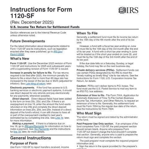 Document preview: Understanding IRS Instructions for Form 1120-SF — Taxes (CERFA n°INST-1120SF)