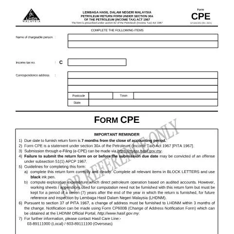 Document preview: Pengenalan kepada Borang CPE dalam Industri Petroleum — Cukai & percukaian
