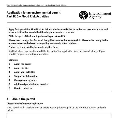 Document preview: Environmental Permit Part B10: Flood Risk Activities Explained — Government & admin