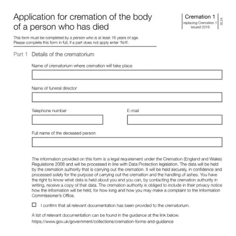 Document preview: Ministry of Justice Cremation Application Process Explained — Legal & justice (Cremation 1)