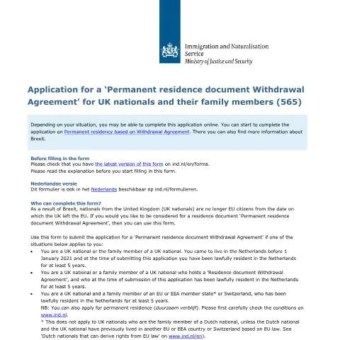 Documentvoorvertoning: Aanvraag voor Permanent Verblijfsdocument voor Britse Onderdanen — Immigratie & visa (CERFA n°6540)