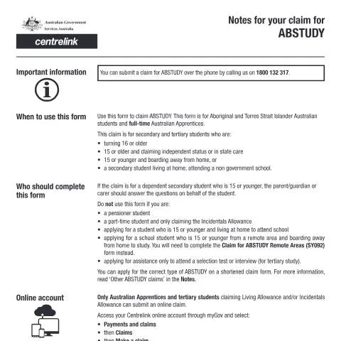 Document preview: Navigating the ABSTUDY Claim Form SY019 — Benefits & social aid (CERFA n°SY019)