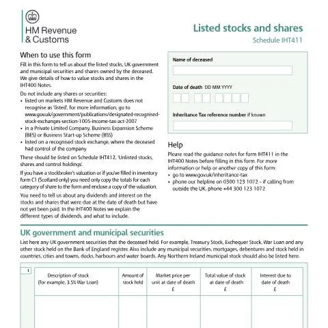 Document preview: Understanding IHT411: Valuing Listed Securities for Inheritance Tax — Taxes