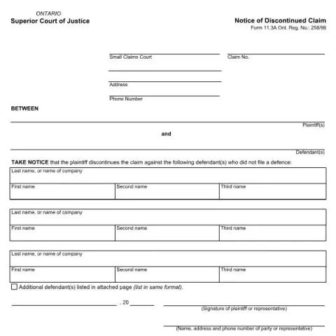 Document preview: Understanding the Notice of Discontinued Claim (Form 11.3A) — Legal & justice (Form 11.3A)
