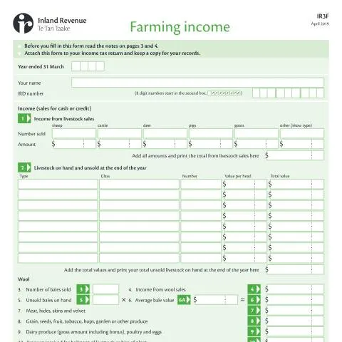 Document preview: Understanding the IR3F Form for Farming Income in NZ — Taxes (CERFA n°IR3F)