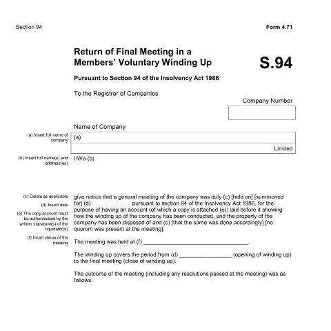Document preview: Understanding the Final Meeting Notice in Company Winding Up — Government & admin