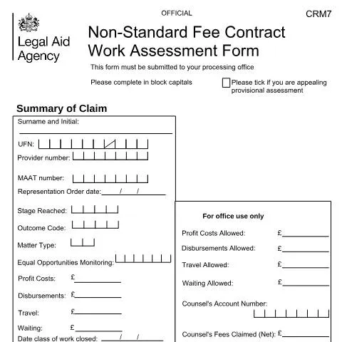 Document preview: How to Claim Enhanced Legal Aid Fees Using CRM7 Applications — Legal & justice