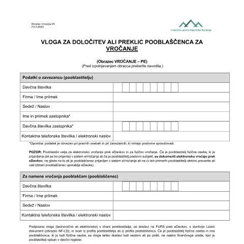 Document preview: Kako izpolniti obrazec Vrocanje-PE za pooblastitev — Davki & obdavčitev (CERFA n°Vrocanje-PE)