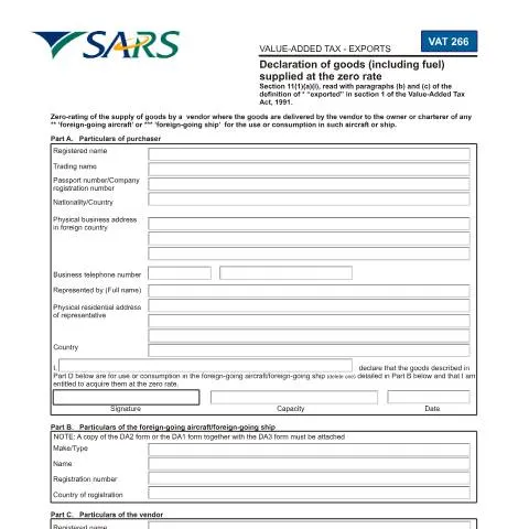 Document preview: Understanding the VAT266 Declaration Process for Zero-Rated Goods — Taxes (CERFA n°VAT266)