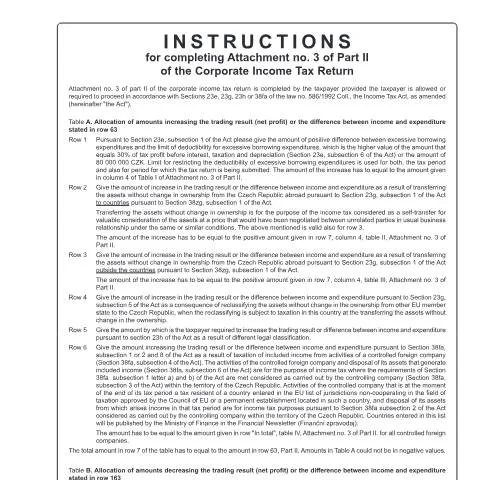 Document preview: Jak vyplnit přílohu č. 3 II. oddílu tiskopisu č. 25 5404 — Daně a fiskální záležitosti (CERFA n°25 5404/F1a)