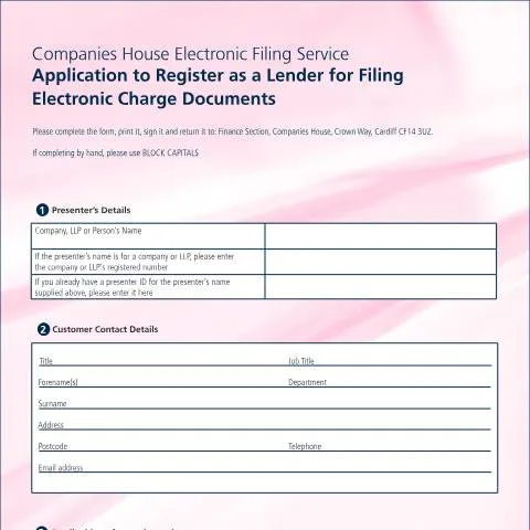 Document preview: Electronic Lender Registration: Direct Charge Document Filing Access — Business
