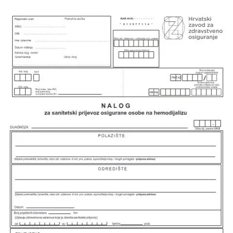 Document preview: Kako ispuniti Nalog sanitet1 14042014 za hemodijalizu — Zdravlje (CERFA n°Nalog_sanitet1_14042014)