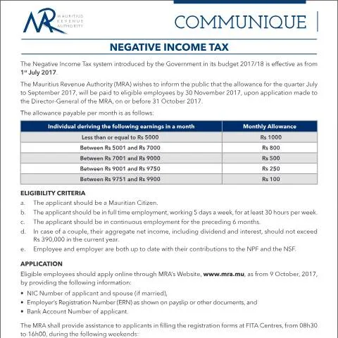 Document preview: Understanding the Impact of Negative Income Tax on Mauritian Families — Taxes (CERFA n°NegativeTax)