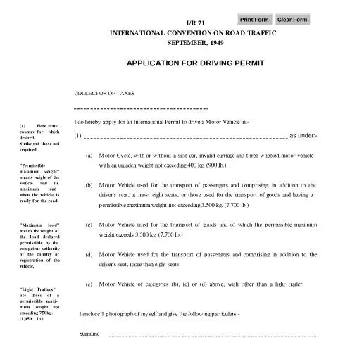 Document preview: International Driving Permit Application Process in Jamaica — Vehicle & driving (CERFA n°FORM+-+App+For+Driving+Permit+(International)amended)